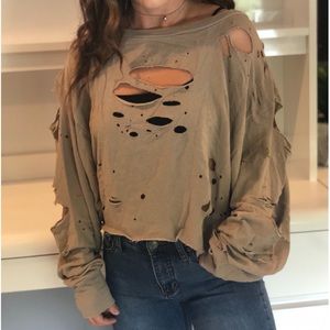 Slitted Long Sleeve Top